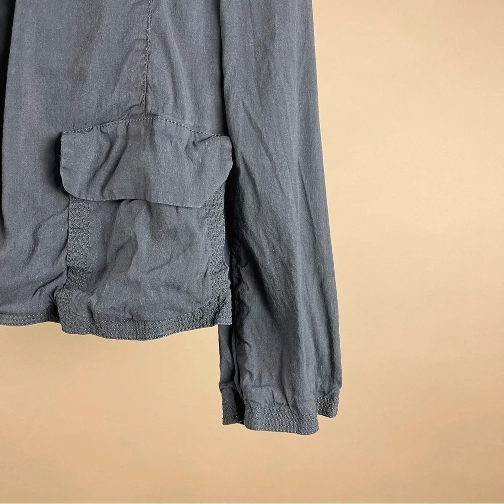 Eileen Fisher Blazer Women's Small Grey Linen Cardigan Front Pockets Stretch